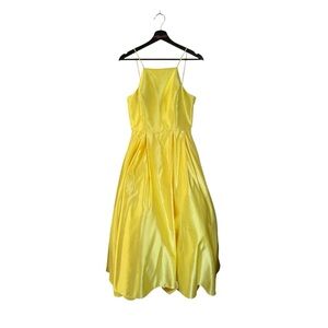 Betsy & Adam Bright Yellow Satin Prom Dress